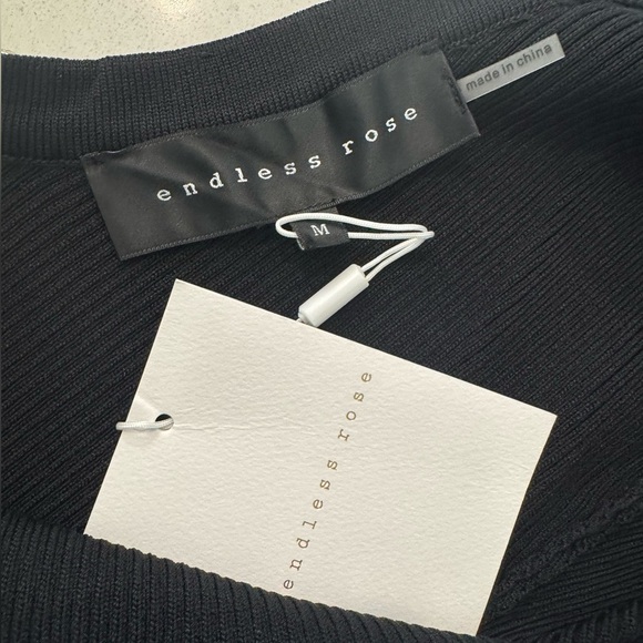 New Endless Rose Jewel Trim Mini Knit Dress Elegant Open Black Sleeveless Sz M - Picture 4 of 15